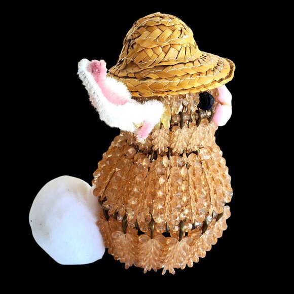 Beaded Safety Pin Art Kitsch Rabbit Bunny Folk Art Beads on Wires Handmade 7" - Picture 7 of 9